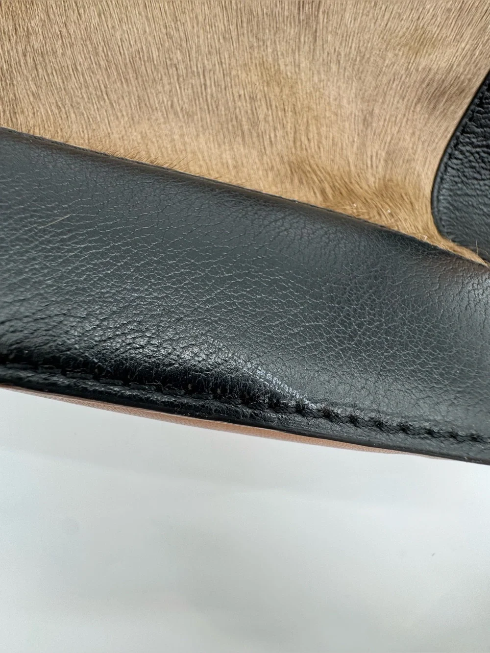 Anthropologie Leather & calf hair  Top-Handle Tote in Brown and Black